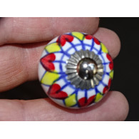 mini boutons en céramique tournesol rouge et jaune - argenté