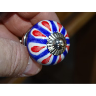 mini boutons en céramique outremer et pétale rouge - argenté