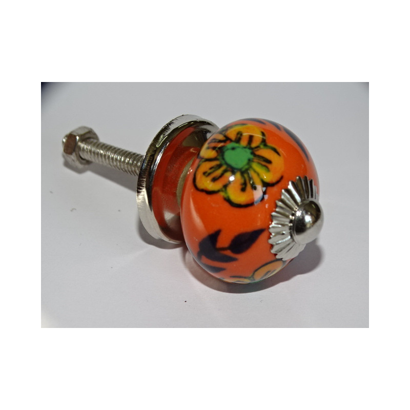 Mini orange Keramikknöpfe und 3 orange blume- silber