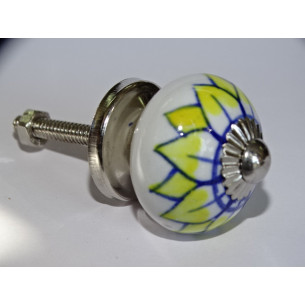 mini ceramic buttons light sunflower flower - silver