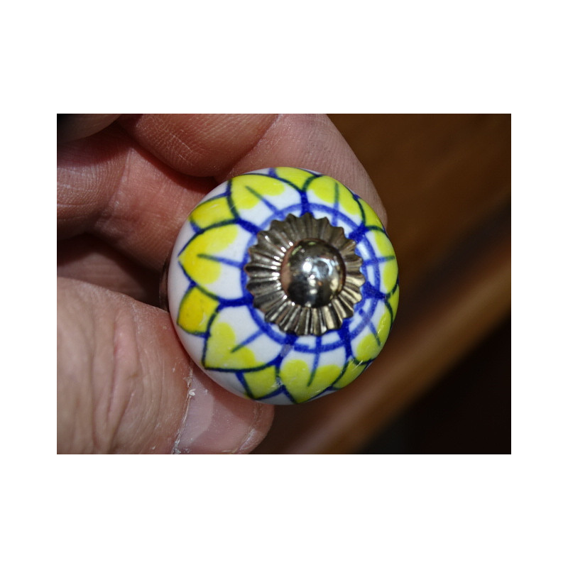 mini botones de cerámica flor de girasol claro - plata