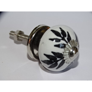 mini bottoni in ceramica felci nere - argento