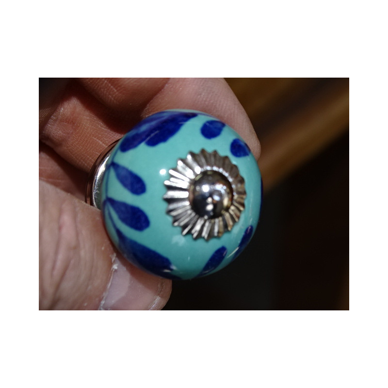 mini boutons en céramique vert et feuillage outremer - argenté