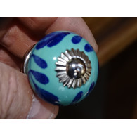 mini boutons en céramique vert et feuillage outremer - argenté