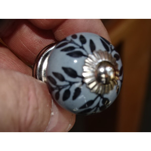 mini bottoni in ceramica fiore rosso e giallo - argento