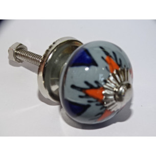 Mini graue Keramikknöpfe und oranger Stern - silber