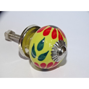 mini bottoni gialli in ceramica e 2 fiori rossi - argento