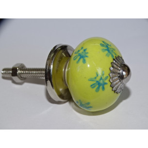 mini buttons in yellow ceramic and turquoise stars - silver