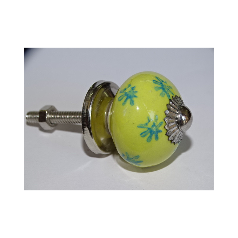 mini bottoni in ceramica gialla e stelle turchesi - argento