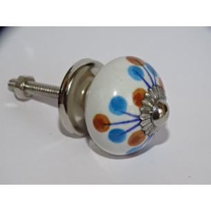 mini ceramic buttons with brown and turquoise pistils - silver