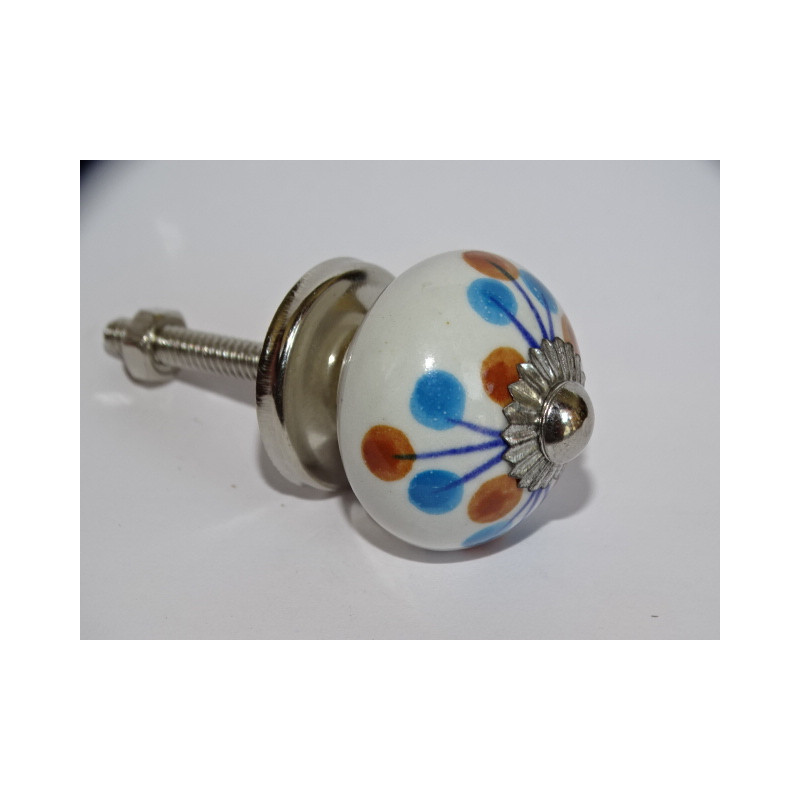 mini boutons en céramique pistiles marron et turquoise - argenté