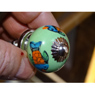 mini boutons en céramique vert et 3 poissons - argenté