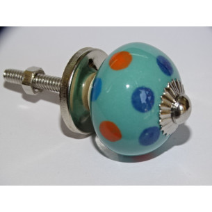 mini bottoni in ceramica verde con pois multicolori - argento