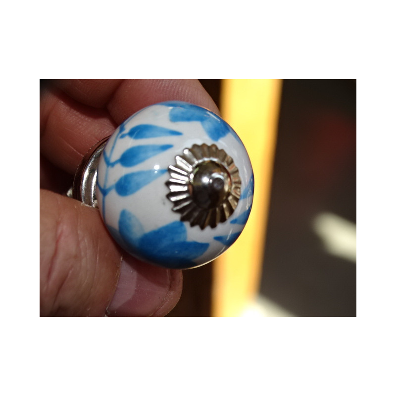 mini bottoni in ceramica bianca e fiore turchese - argento