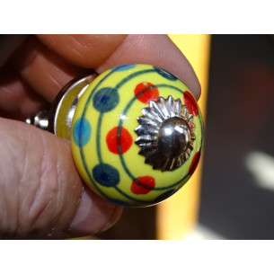Miniknöpfe aus weißer Keramik und türkisfarbener Blume - silber