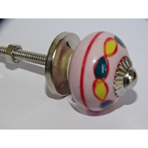 mini buttons in pink and round yellow and emerald ceramic - silver