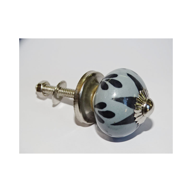 mini boutons en céramique grise et étoiles noires - argenté