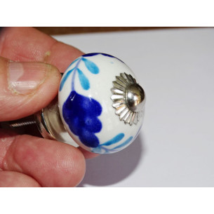 mini bottoni in ceramica bianco turchese e oltremare - argento