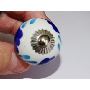 mini botones de cerámica blanca turquesa y ultramar - plata