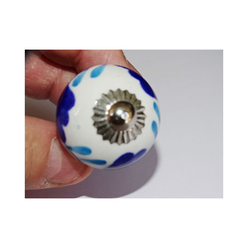 mini buttons in turquoise white and ultramarine ceramic - silver
