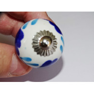 mini boutons en céramique blanc turquoise et outremer - argenté