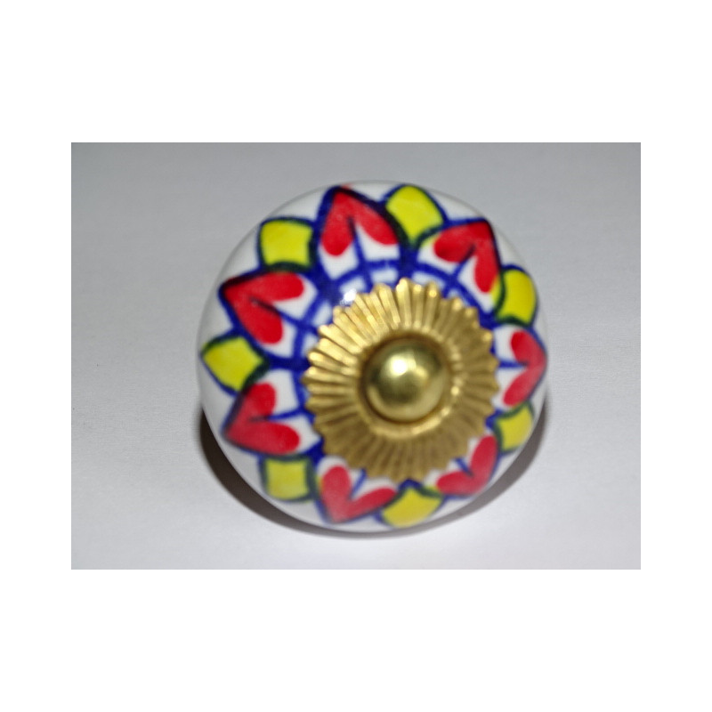 Boutons de tiroirs ou porte avec tournesol rouge et jaune