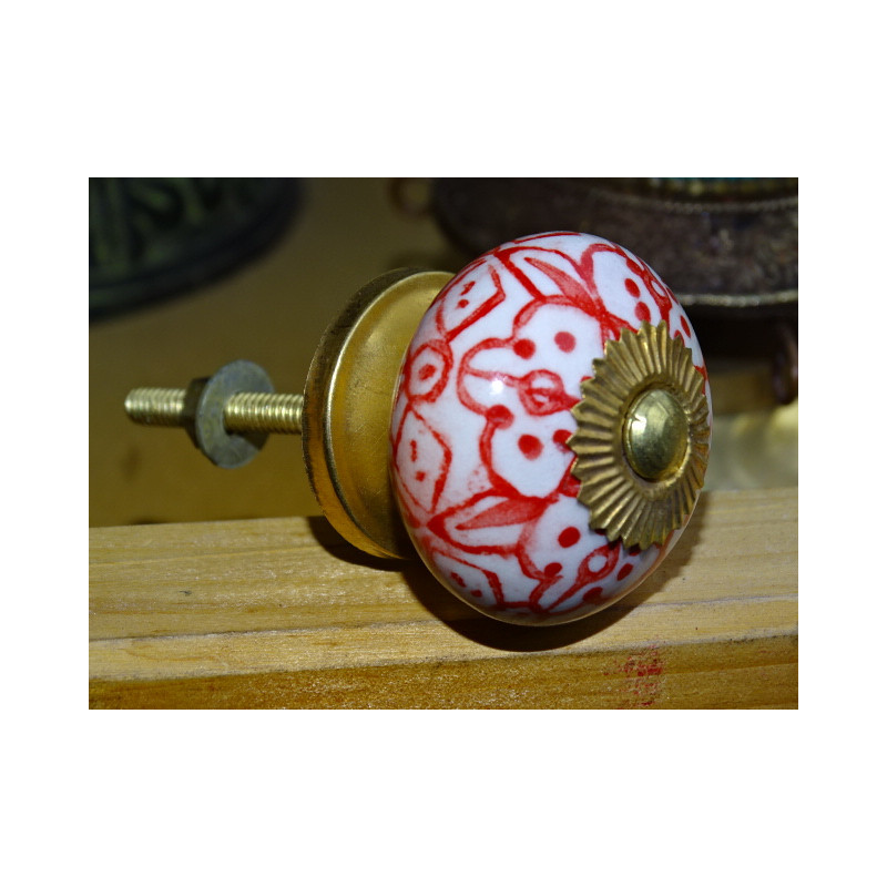 Porcelain drawer handle red azulejos