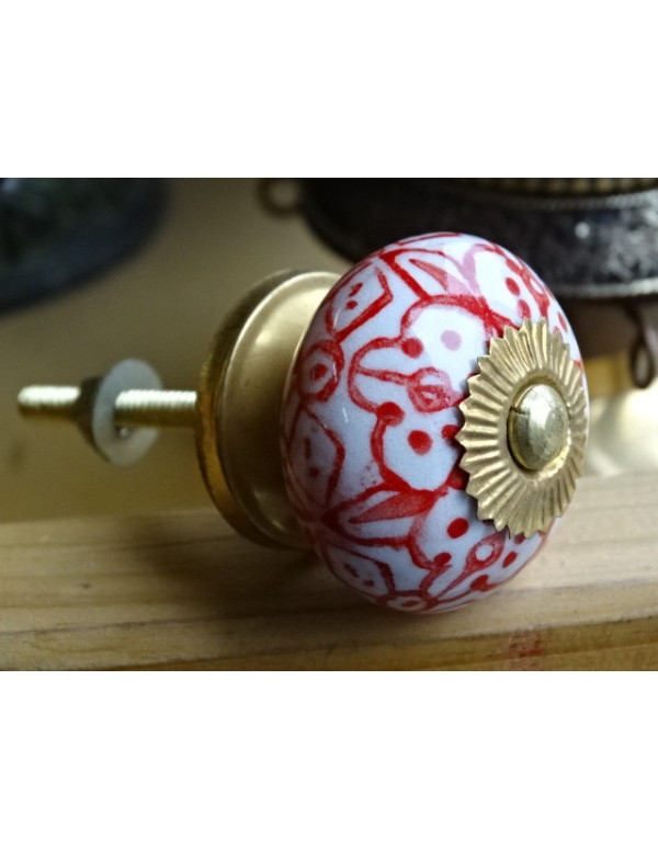 Porcelain drawer handle red azulejos