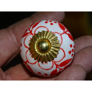 Porzellanschublade mit roter Blume und 4 Blättern
