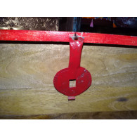 Long chest with mango wood cover with red patina and brass