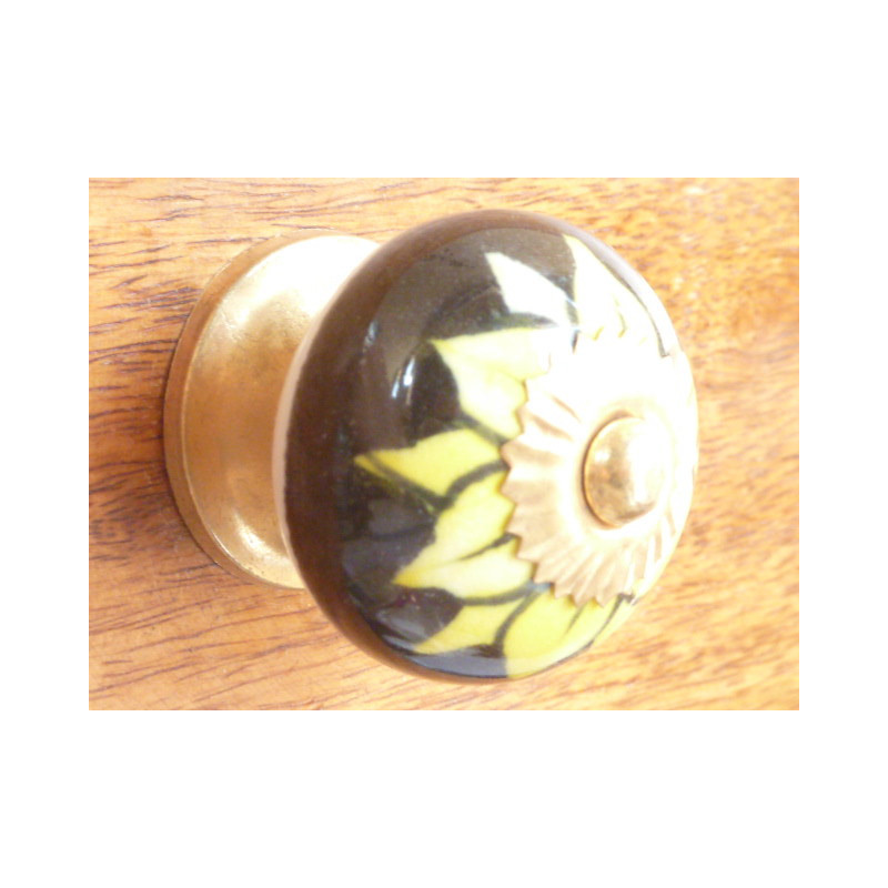 manejar porcelana negro amarillo girasol