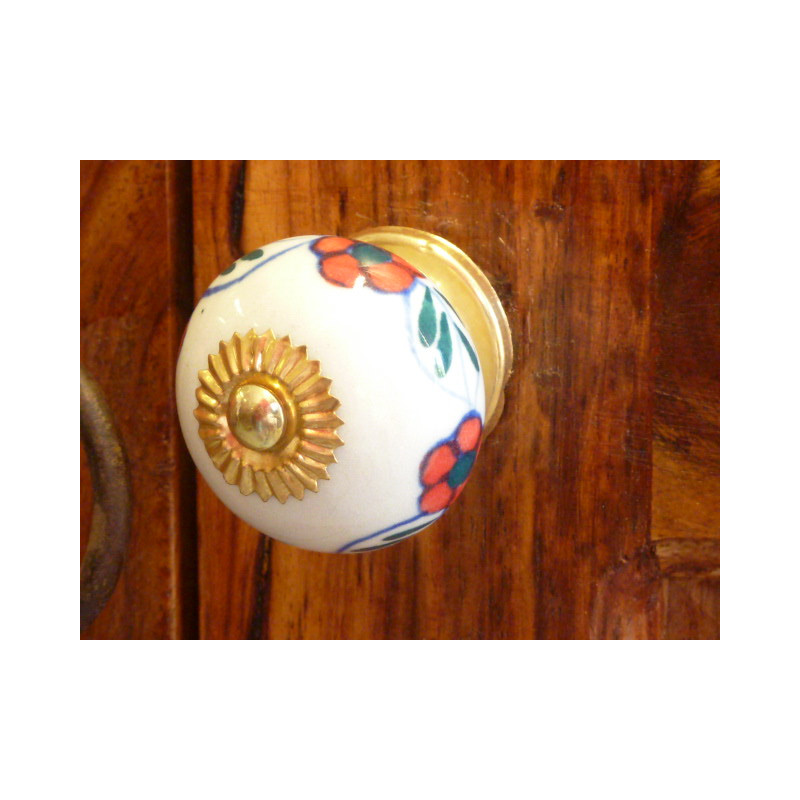 Porcelain knobs small flower red