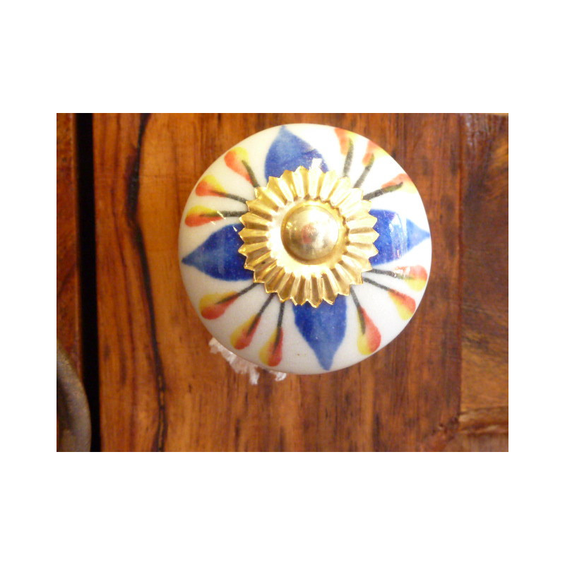 Pomelli dei cassetti porcellana fiore blu