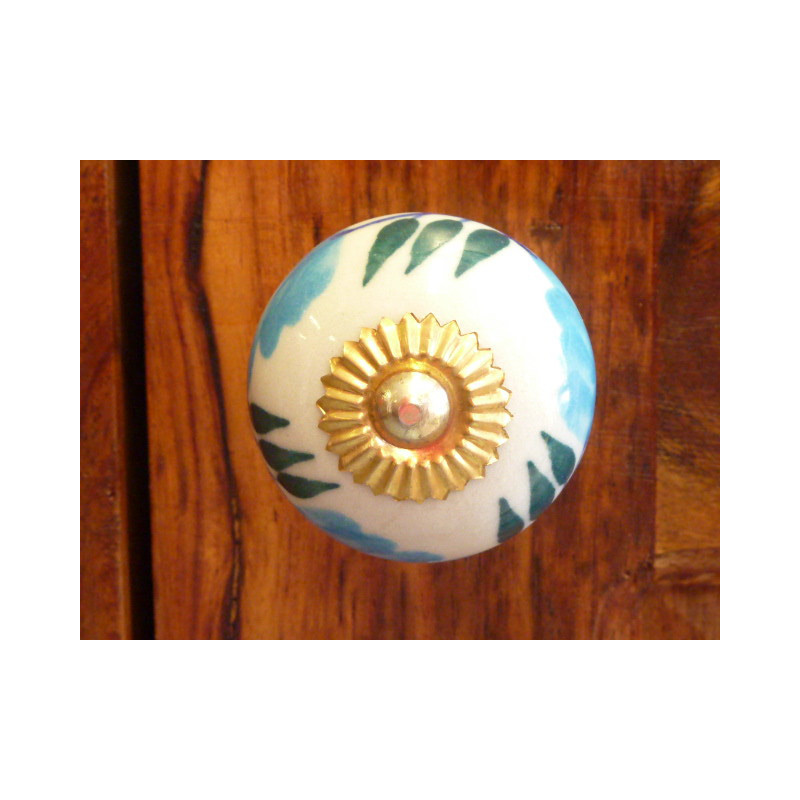 Porcelain knobs flower blue fougère