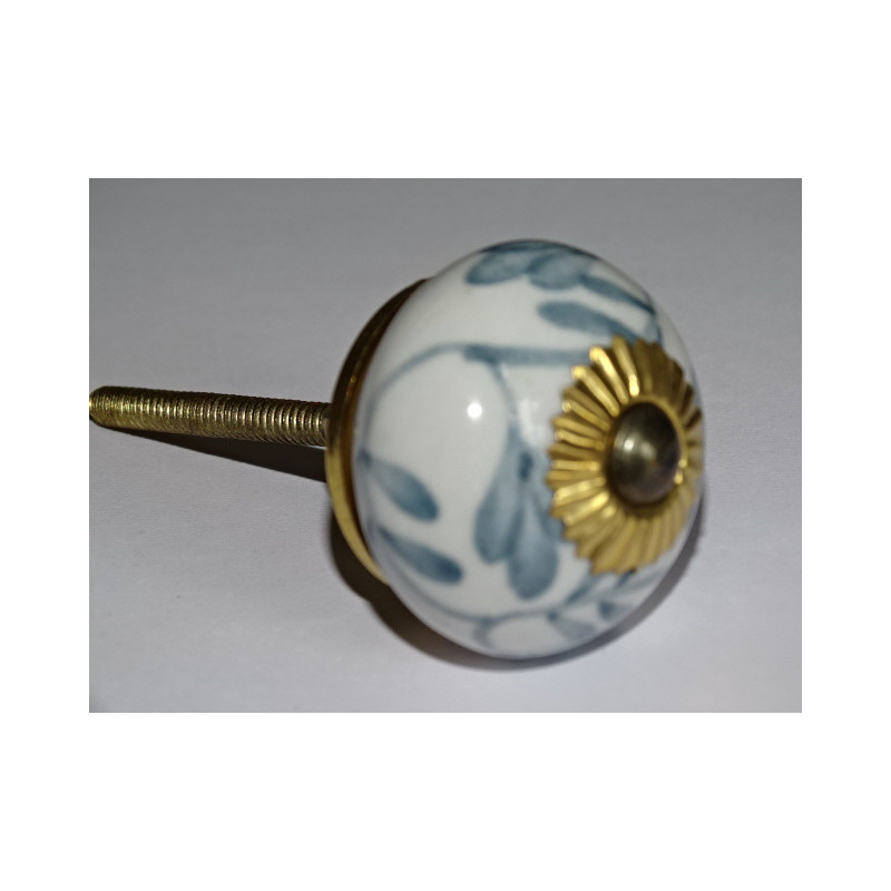Boutons de tiroirs ou porte avec feuillage gris