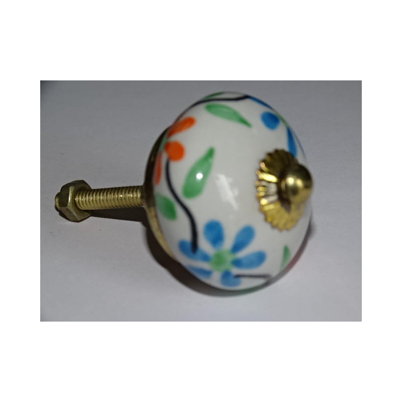 Orange and turquoise drawer knobs or flower holders
