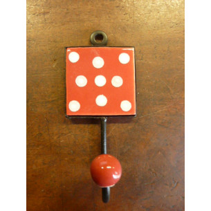 Mini patère Carré rouge à pois