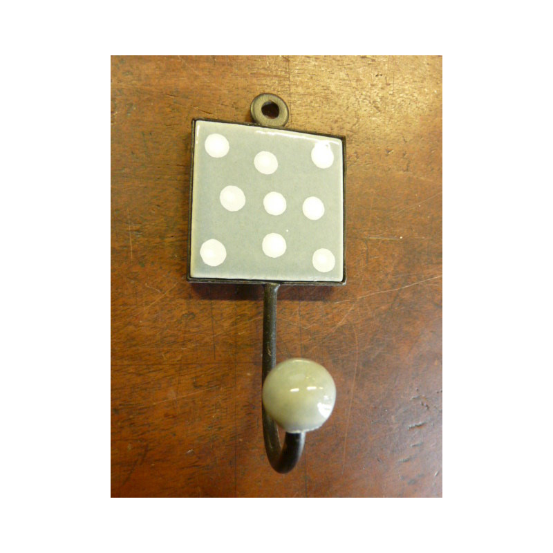 Mini patère grise à pois