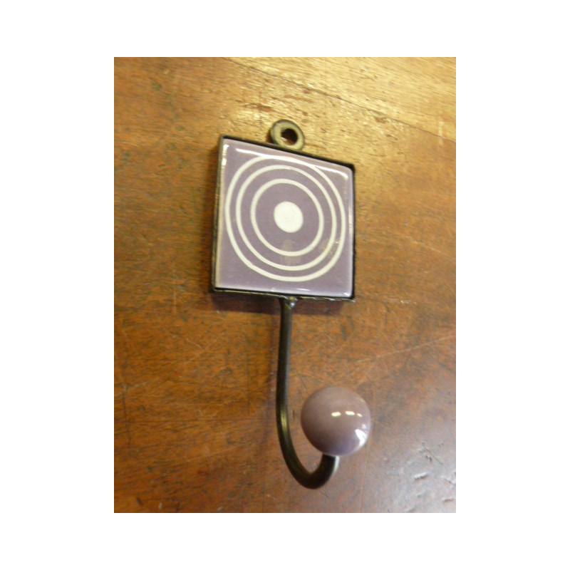 Mini patère Carré violet à cercle