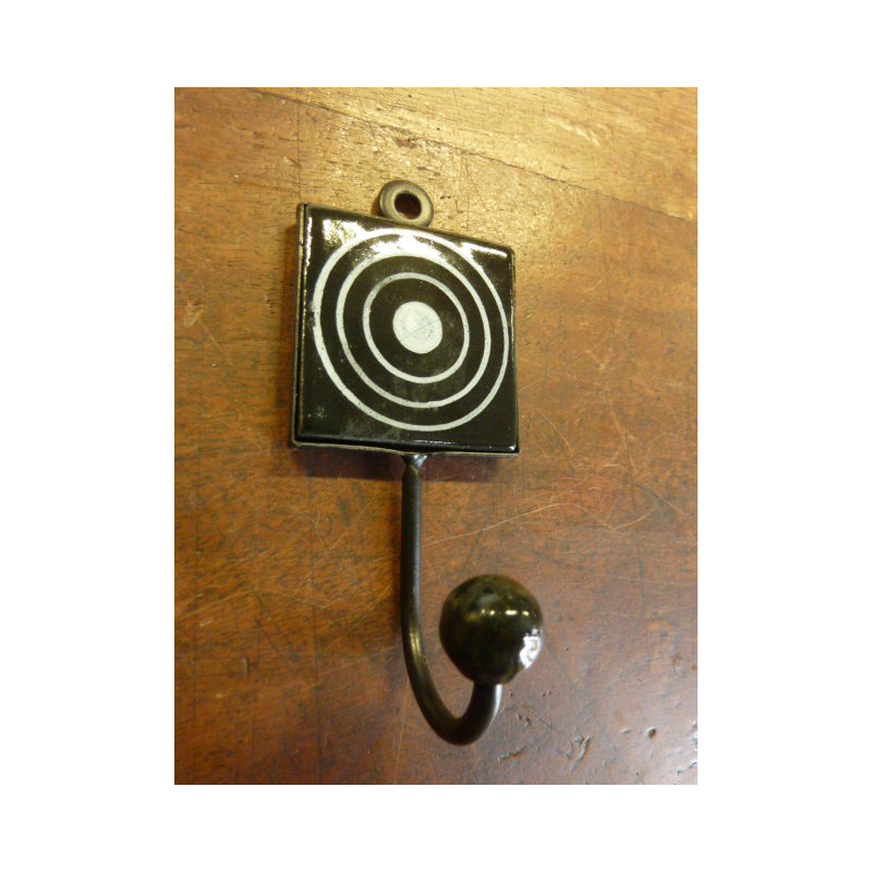 Mini patère Carré noire à cercle