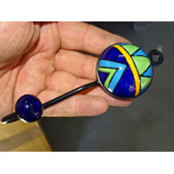 patère porte manteau ronde en céramique bleu, vert et turquoise