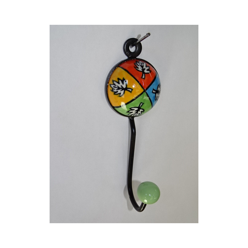 round coat hook in ceramic 4 colors and white flower