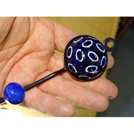 round coat hook in ultramarine color and white circles