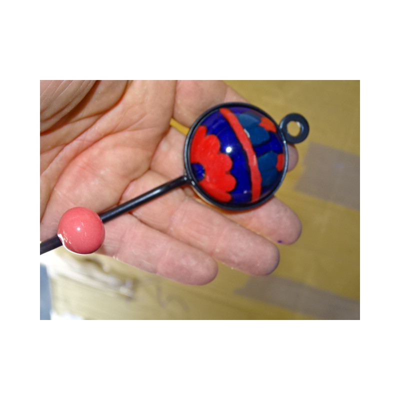 round coat hook in red and ultramarine blue porcelain
