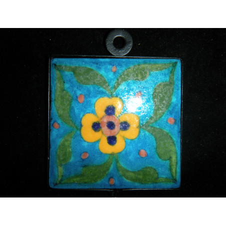 8x8 cm Turquoise 1 flor  jaune