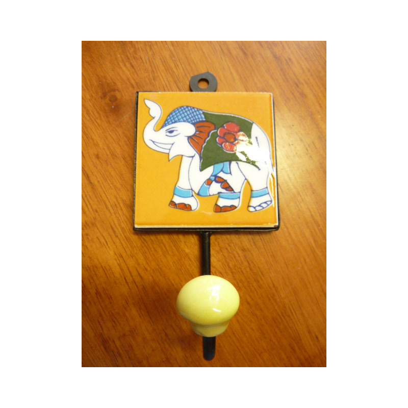 wall hook 8x8 cm Eléphant yellow left