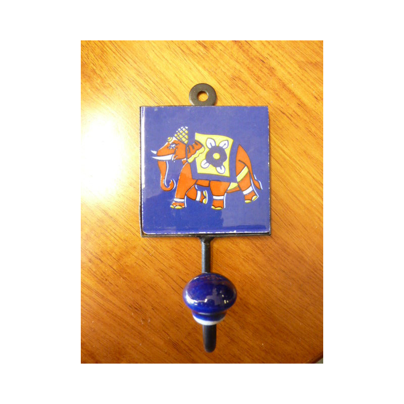 wall hook 8x8 cm Eléphant dark-blue left