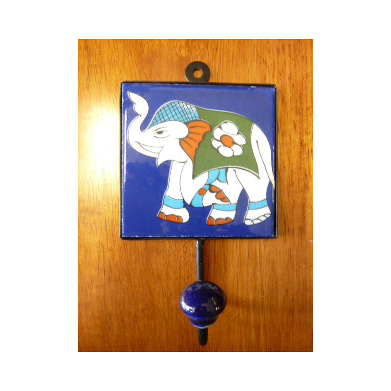 patère 10x10x17 cm Eléphant outremer gauche