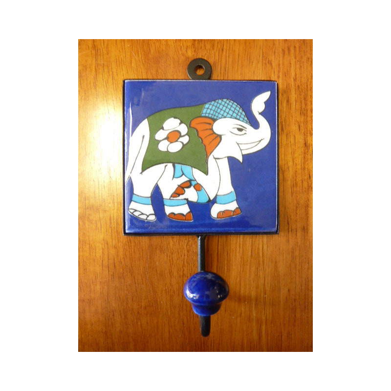 wall hook 10x10x17 cm Eléphant dark-blue right