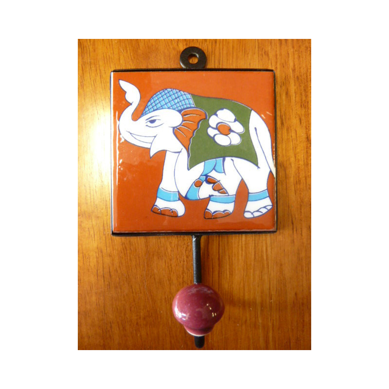 wall hook 10x10x17 cm Eléphant brown left